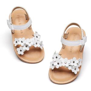 imageFelix ampamp Flora Toddler Girl Sandals Flower Girl Dress Shoes Open Toe Little Kid Summer FlatsBc308white
