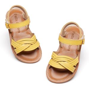 imageFelix ampamp Flora Toddler Girl Sandals Flower Girl Dress Shoes Open Toe Little Kid Summer FlatsBc310yellow