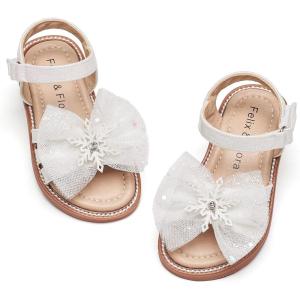 imageFelix ampamp Flora Toddler Girl Sandals Flower Girl Dress Shoes Open Toe Little Kid Summer FlatsBc320white