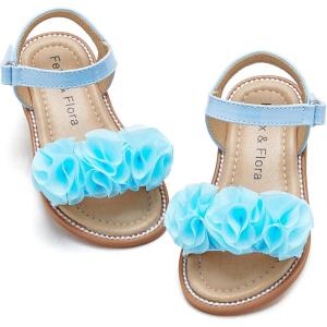 imageFelix ampamp Flora Toddler Girls Sandals Soft Rubber Flats Summer Baby Flower Girl ShoesBc207blue