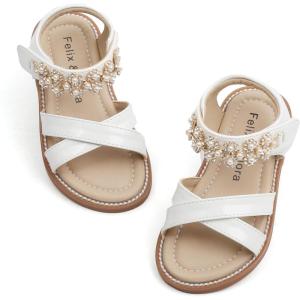 imageFelix ampamp Flora Toddler Girls Sandals Soft Rubber Flats Summer Baby Flower Girl ShoesBc284white