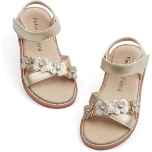 imageFelix ampamp Flora Toddler Girls Sandals Soft Rubber Flats Summer Baby Flower Girl ShoesBc290gold