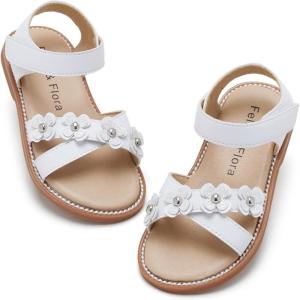 imageFelix ampamp Flora Toddler Girls Sandals Soft Rubber Flats Summer Baby Flower Girl ShoesBc290white