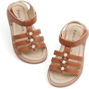 imageFelix ampamp Flora Toddler Girls Sandals Soft Rubber Flats Summer Baby Flower Girl ShoesBc295brown
