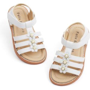 imageFelix ampamp Flora Toddler Girls Sandals Soft Rubber Flats Summer Baby Flower Girl ShoesBc295white