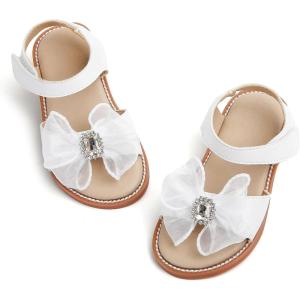 imageFelix ampamp Flora Toddler Girls Sandals Soft Rubber Flats Summer Baby Flower Girl ShoesBc298fl White