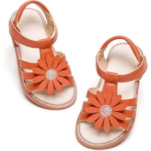 imageFelix ampamp Flora Toddler Girls Sandals Soft Rubber Flats Summer Baby Flower Girl ShoesBc306brown