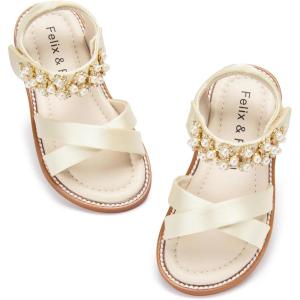 imageFelix ampamp Flora Toddler Girls Sandals Soft Rubber Flats Summer Baby Flower Girl ShoesBc323s Gold