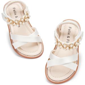 imageFelix ampamp Flora Toddler Girls Sandals Soft Rubber Flats Summer Baby Flower Girl ShoesBc323s Ivory