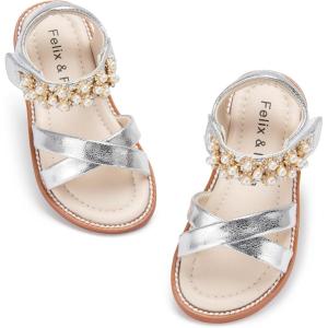 imageFelix ampamp Flora Toddler Girls Sandals Soft Rubber Flats Summer Baby Flower Girl ShoesBc323silver