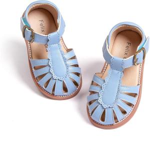 imageFelix ampamp Flora Toddler Girls Sandals Soft Rubber Princess Flat Shoes Summer Flower Girl ShoesBc262blue