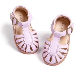 imageFelix ampamp Flora Toddler Girls Sandals Soft Rubber Princess Flat Shoes Summer Flower Girl ShoesBc262purple