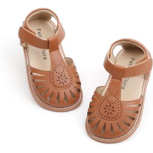 imageFelix ampamp Flora Toddler Girls Sandals Soft Rubber Princess Flat Shoes Summer Flower Girl ShoesBc289brown