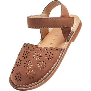imageFelix ampamp Flora Toddler Girls Sandals Soft Rubber Princess Flat Shoes Summer Flower Girl ShoesBc299brown