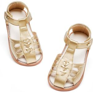 imageFelix ampamp Flora Toddler Girls Sandals Soft Rubber Princess Flat Shoes Summer Flower Girl ShoesBc313gold