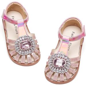 imageFelix ampamp Flora Toddler Girls Sandals Soft Rubber Princess Flat Shoes Summer Flower Girl ShoesBc321pink
