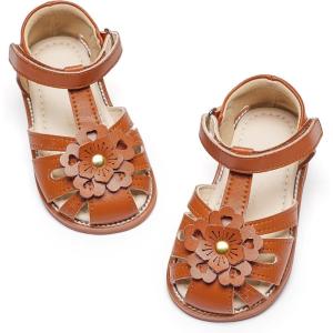 imageFelix ampamp Flora Toddler Girls Sandals Soft Rubber Princess Flat Shoes Summer Flower Girl ShoesBc326brown