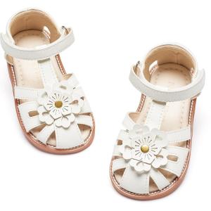 imageFelix ampamp Flora Toddler Girls Sandals Soft Rubber Princess Flat Shoes Summer Flower Girl ShoesBc326cream White