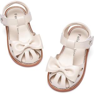imageFelix ampamp Flora Toddler Girls Sandals Soft Rubber Princess Flat Shoes Summer Flower Girl ShoesBc327beige