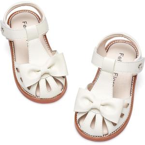 imageFelix ampamp Flora Toddler Girls Sandals Soft Rubber Princess Flat Shoes Summer Flower Girl ShoesBc327ivory White