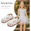 imageFelix ampamp Flora Toddler Girls Sandals Flower Girl Shoes Soft Rubber Princess Summer Flat ShoesBc312white
