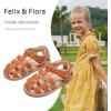 imageFelix ampamp Flora Toddler Girls Sandals Flower Girl Shoes Soft Rubber Princess Summer Flat ShoesBc319brown