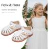 imageFelix ampamp Flora Toddler Girls Sandals Flower Girl Shoes Soft Rubber Princess Summer Flat ShoesBc322white