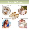 imageFelix ampamp Flora Toddler Little Girls Dress Shoes  Flower Girls Mary Jane Flats Ballet Shoes Party WeddingB814gold