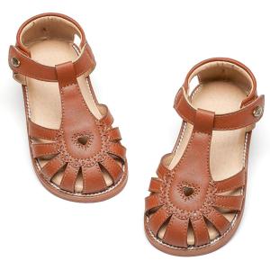 imageFelix ampamp Flora Toddler Girls Sandals Flower Girl Shoes Soft Rubber Princess Summer Flat ShoesBc312brown