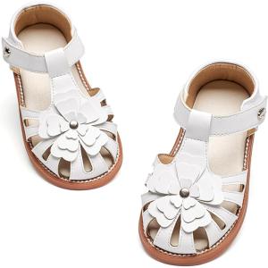 imageFelix ampamp Flora Toddler Girls Sandals Flower Girl Shoes Soft Rubber Princess Summer Flat ShoesBc314white