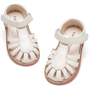 imageFelix ampamp Flora Toddler Girls Sandals Flower Girl Shoes Soft Rubber Princess Summer Flat ShoesBc322ivory