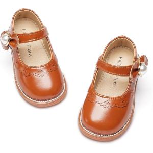 imageFelix ampamp Flora Toddler Little Girl Princess Dress ShoesMary Jane Flats for Girl Party School ShoesB417brown