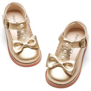 imageFelix ampamp Flora Toddler Little Girl Princess Dress ShoesMary Jane Flats for Girl Party School ShoesB420gold