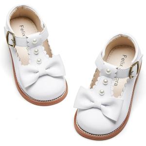 imageFelix ampamp Flora Toddler Little Girl Princess Dress ShoesMary Jane Flats for Girl Party School ShoesB420white