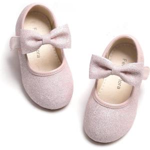 imageFelix ampamp Flora Toddler Little Girls Dress Shoes  Flower Girls Mary Jane Flats Ballet Shoes Party WeddingB810glitter Pink