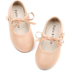 imageFelix ampamp Flora Toddler Little Girls Dress Shoes  Flower Girls Mary Jane Flats Ballet Shoes Party WeddingB814nude