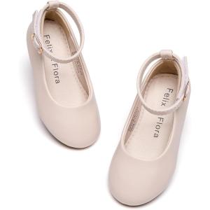 imageFelix ampamp Flora Toddler Little Girls Dress Shoes  Flower Girls Mary Jane Flats Ballet Shoes Party WeddingB892fl Beige