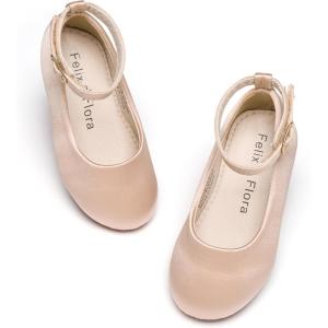 imageFelix ampamp Flora Toddler Little Girls Dress Shoes  Flower Girls Mary Jane Flats Ballet Shoes Party WeddingB892s Dark Nude