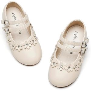imageFelix ampamp Flora Toddler Little Girls Dress Shoes  Flower Girls Mary Jane Flats Ballet Shoes Party WeddingB893beige