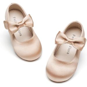 imageFelix ampamp Flora Toddler Little Girls Dress Shoes  Flower Girls Mary Jane Flats Ballet Shoes Party WeddingB900dark Nude