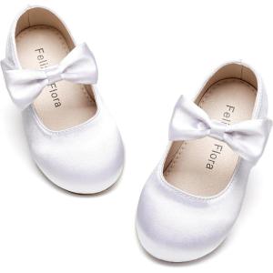 imageFelix ampamp Flora Toddler Little Girls Dress Shoes  Flower Girls Mary Jane Flats Ballet Shoes Party WeddingB900white