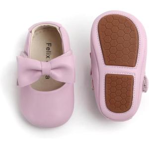 imageSoft Sole Baby Dress Shoes  Infant Baby Walking Shoes Moccasinss Rubber Sole Crib ShoesB15purple