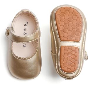 imageSoft Sole Baby Dress Shoes  Infant Baby Walking Shoes Moccasinss Rubber Sole Crib ShoesB8725gold