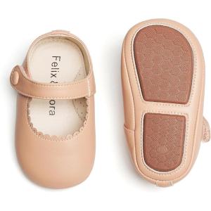 imageSoft Sole Baby Dress Shoes  Infant Baby Walking Shoes Moccasinss Rubber Sole Crib ShoesB8725nude