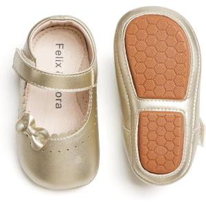 imageSoft Sole Baby Dress Shoes  Infant Baby Walking Shoes Moccasinss Rubber Sole Crib ShoesB8727gold
