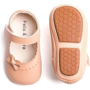 imageSoft Sole Baby Dress Shoes  Infant Baby Walking Shoes Moccasinss Rubber Sole Crib ShoesB8727nude