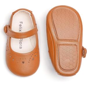 imageSoft Sole Baby Dress Shoes  Infant Baby Walking Shoes Moccasinss Rubber Sole Crib ShoesB8728brown