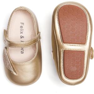 imageSoft Sole Baby Dress Shoes  Infant Baby Walking Shoes Moccasinss Rubber Sole Crib ShoesB8729gold