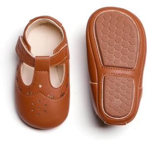 imageSoft Sole Baby Dress Shoes  Infant Baby Walking Shoes Moccasinss Rubber Sole Crib ShoesB8730brown