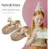 imageFelix ampamp Flora Toddler Girl Dress Shoes  Flower Girl Ballet Flats School Wedding PartyB903glitter Gold